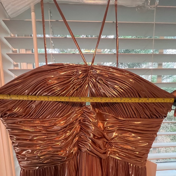 BRAND NEW LONG A-LINE SLEEVELESS LAME' DRESS WITH ADJUSTABLE SPAGHETTI STRAPS - Picture 8 of 12